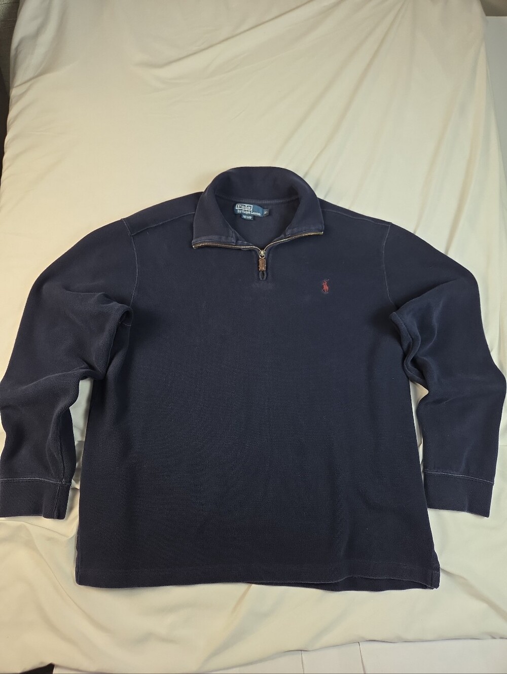 Polo Ralph Lauren Estate Ribbed Navy Blue Quarter Zip Pullover Sweater Men's XL